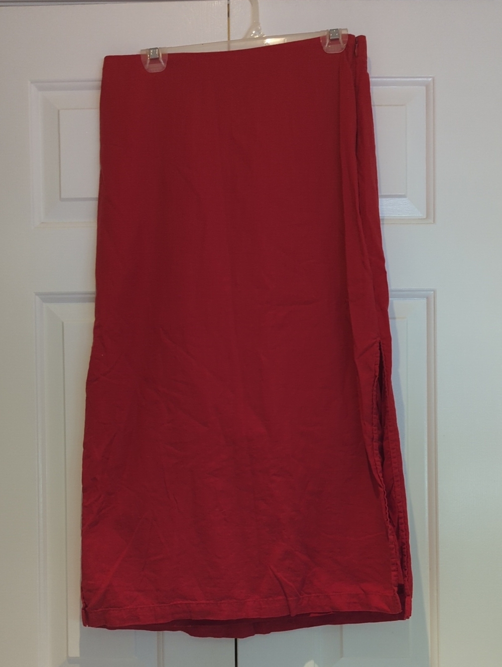 GAP Bright Red Cotton Linen Midi Maxi Skirt Coastal Minimalist Cottagecore 90s M
